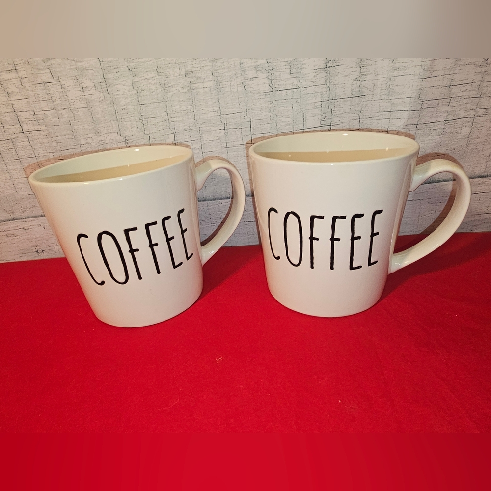 Rae Dunn Inspired White Coffee Mug Set By PMI
